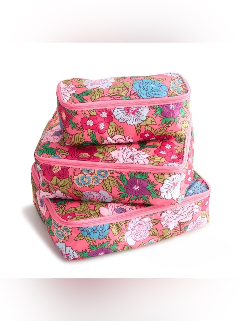 Vera Bradley Essential Packing Cubes Set of 3 in Vibrant Gardenias